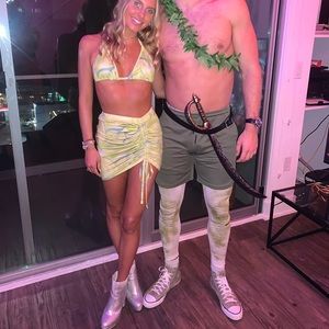 Shein green and blue skirt and top set size xs